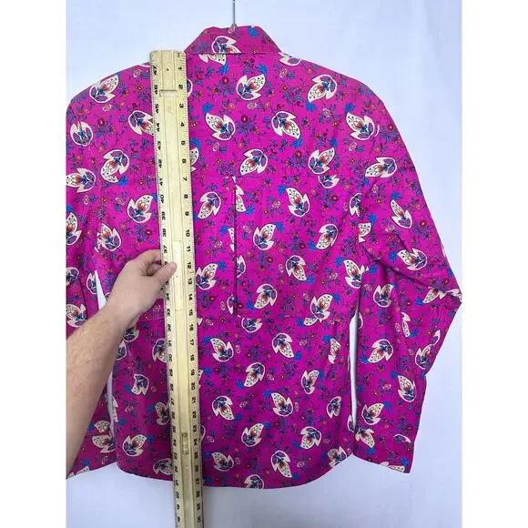 VTG Wrangler Frontier Series Women's Button Down Shirt Floral Western Pink Small - Picture 8 of 9